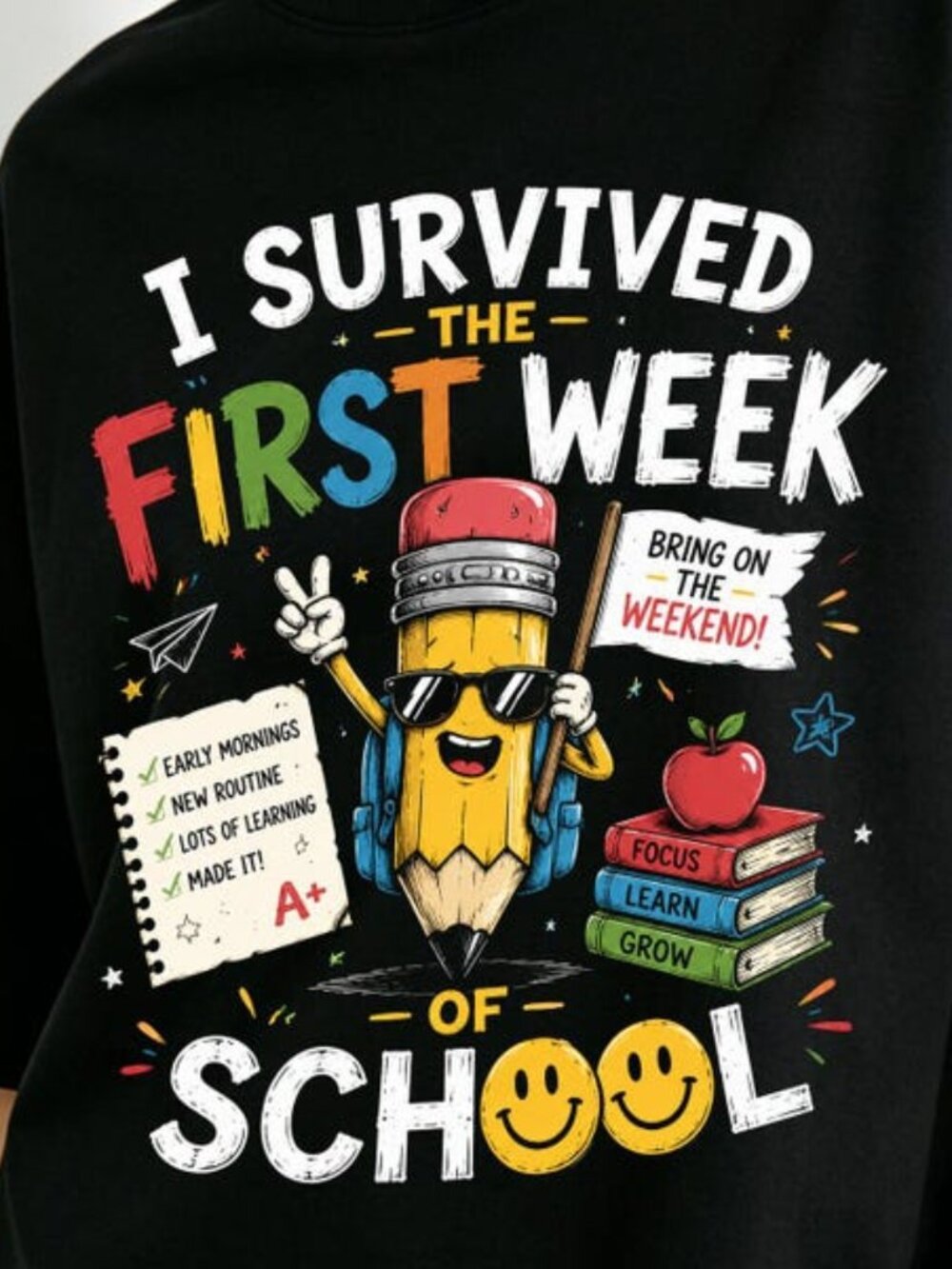 First Week of School T Shirt, Funny Pencil Graphic Tee - Picture 2 of 4